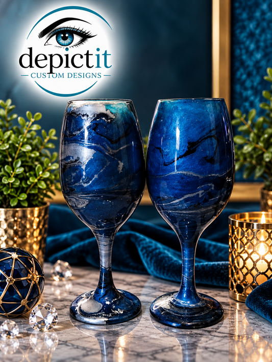 8 oz. Blue Wine Glass Set